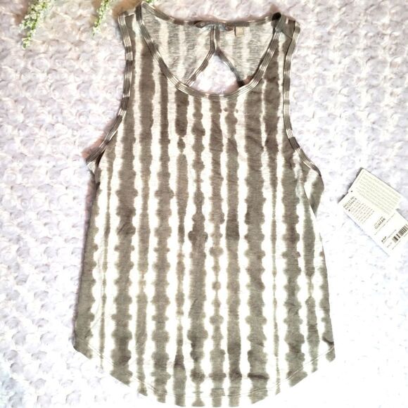 Athleta tie-dye grey/white XSP breezy racerback tank top - Picture 1 of 3